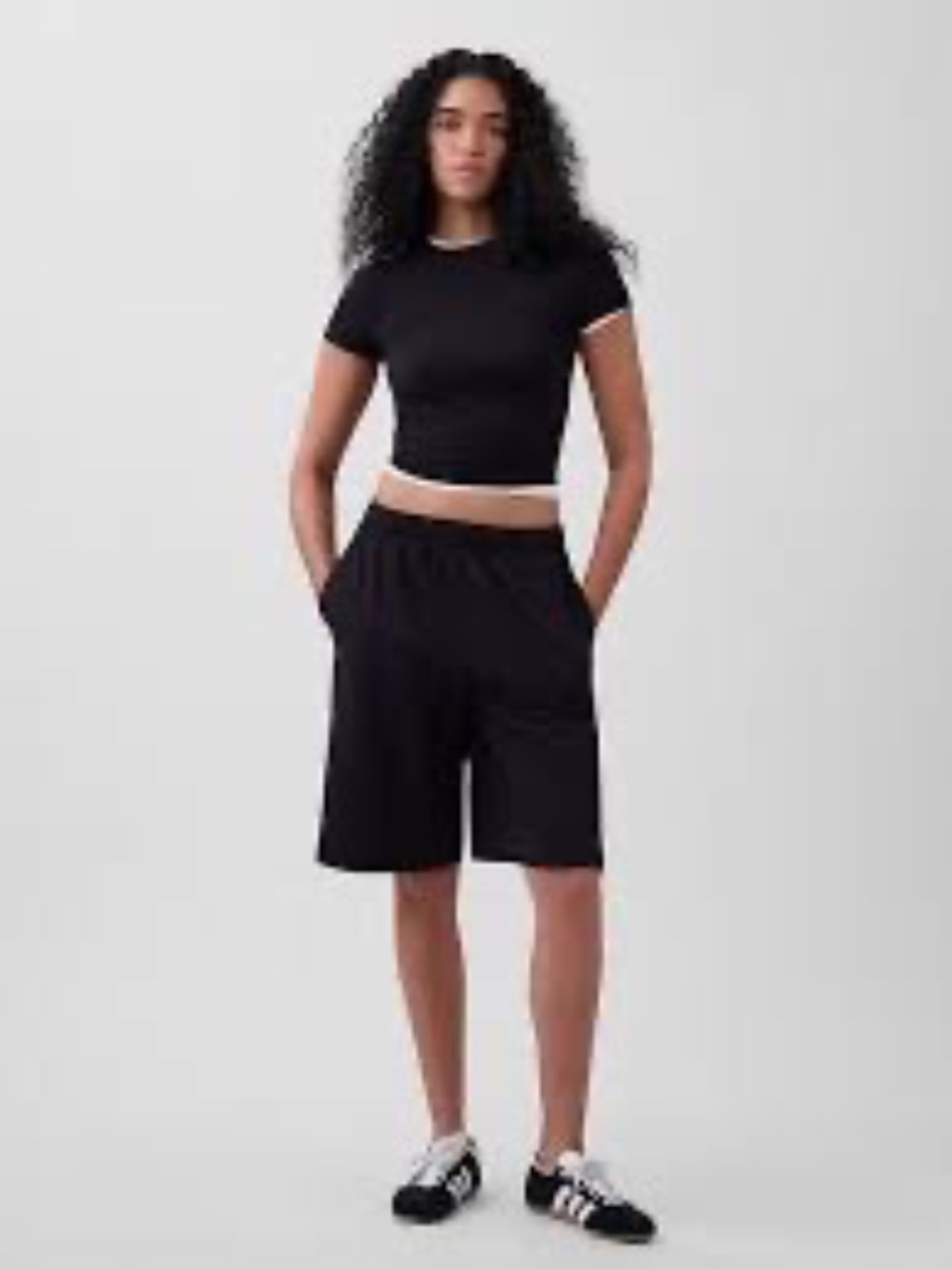Gap 11.5" VintageSoft Terry Longline Sweat Shorts Black S NWT